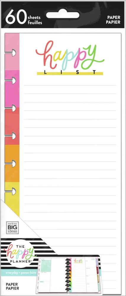 Happy Planner - Happy List Half Sheet Filler Paper