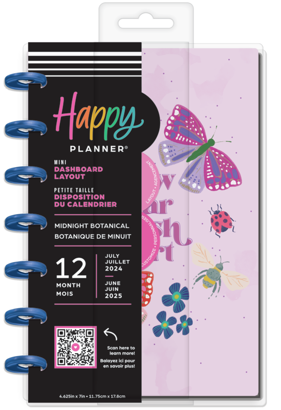 Happy Planner - (12M) 2024 Mini Midnight Botanical Dashboard