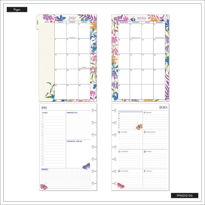 Happy Planner - (12M) 2024 Mini Midnight Botanical Dashboard