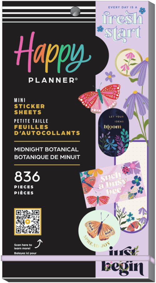 Happy Planner - Midnight Botanical Mini 30 Sheet Sticker Pack