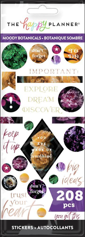 Happy Planner - 8 Sticker Sheets Moody Botanicals