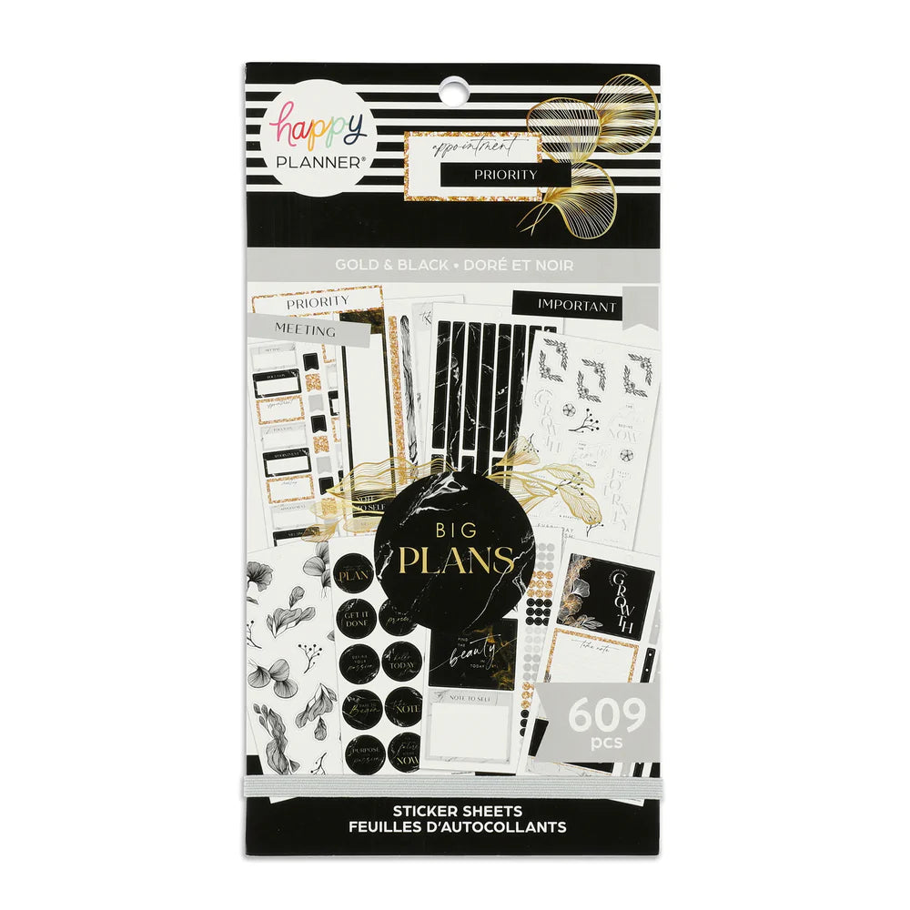 Happy Planner - Value Pack Sticker Gold & Black 30 Sheet