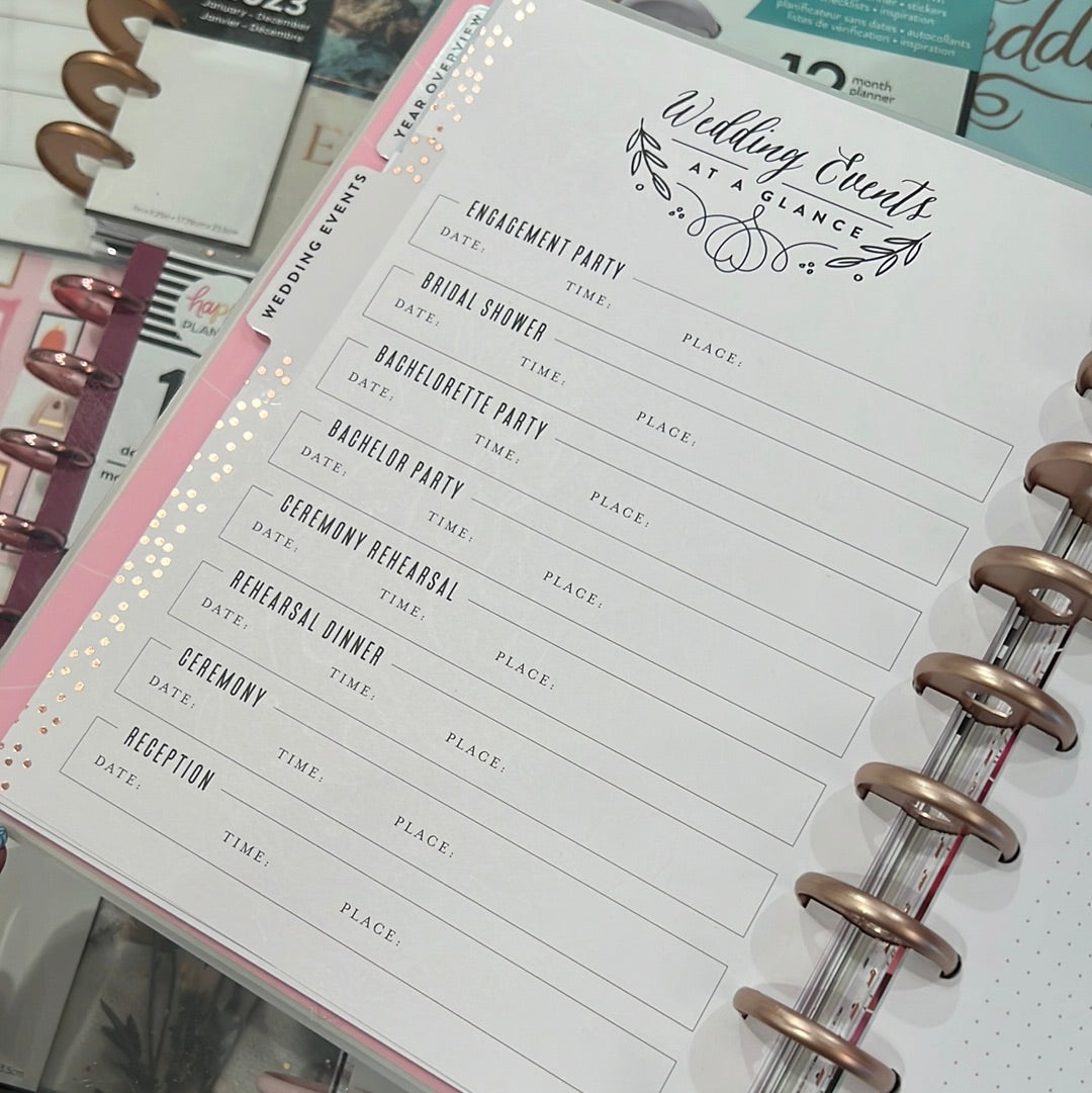 Happy Planner Non daté (12M) Classic Wedding Our Love Story